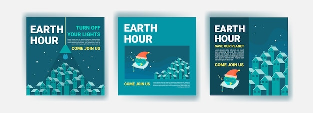 Collection of social media posts for the earth hour