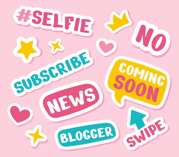 Collection of social media stickers