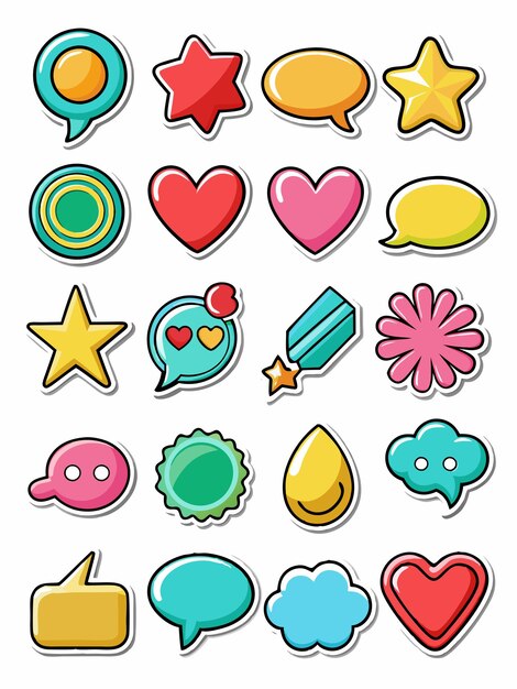 Vector a collection of stickers with the word love on them