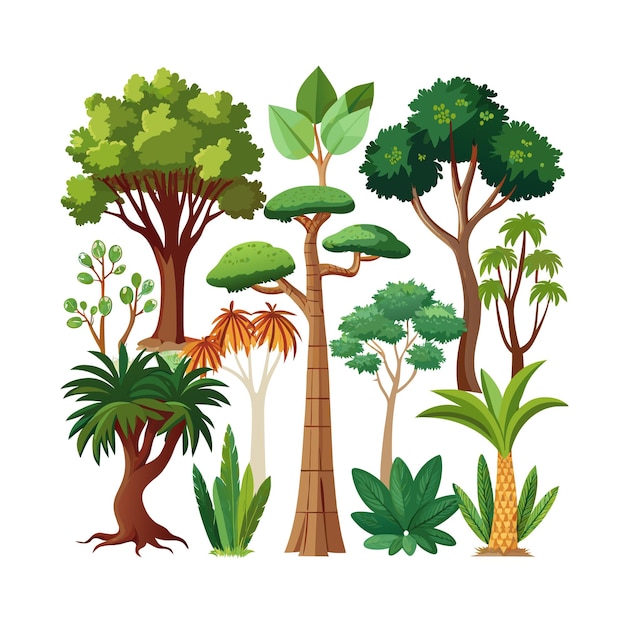 Vector a collection of trees flat style vector illustration