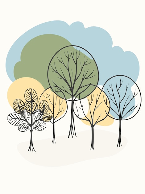 Vector a collection of trees with the words quot trees quot in the middle