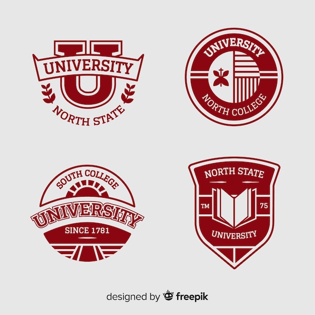 Vector collection of university logos in flat style