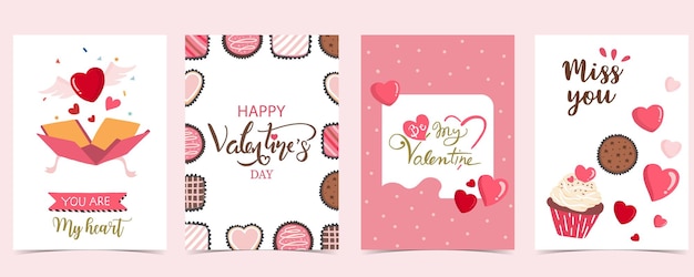 Collection of valentineâs day background set with heart.Editable vector illustration for website, invitation,postcard and sticker