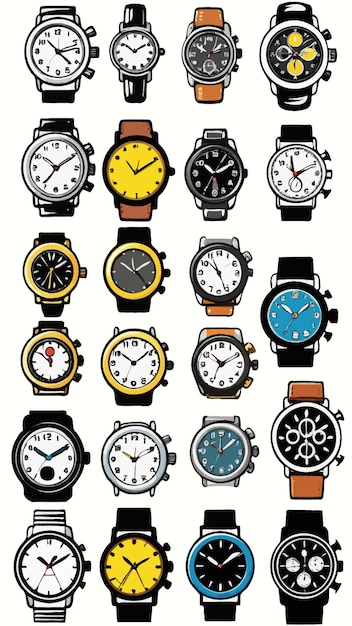 Vector a collection of watches cartoon drawing artwork illustration vector