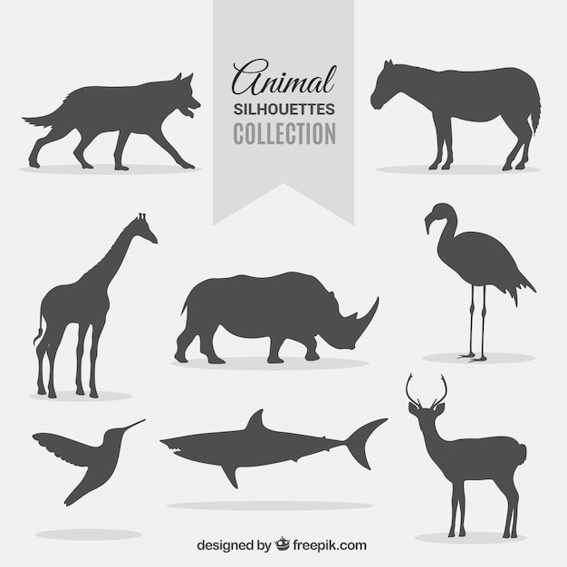 Vector collection of wild animal silhouettes