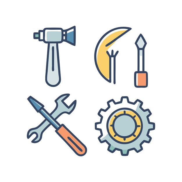 Vector collection of work tool icon designs