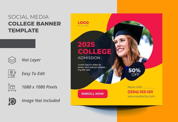 college admission social media banner ads template