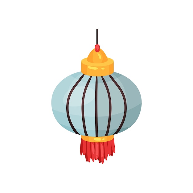 Color Chinese lantern of round shape decorative element for festive design vector Illustration isolated on a white background