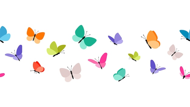 Color flying butterflies seamless pattern.