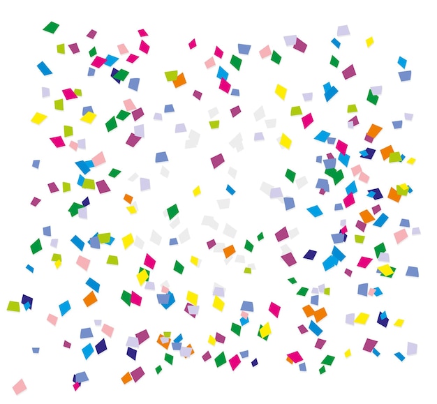 Vector colored confetti falling on a white background little papers of different colors vector