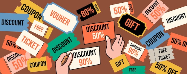 Vector colored coupons banner