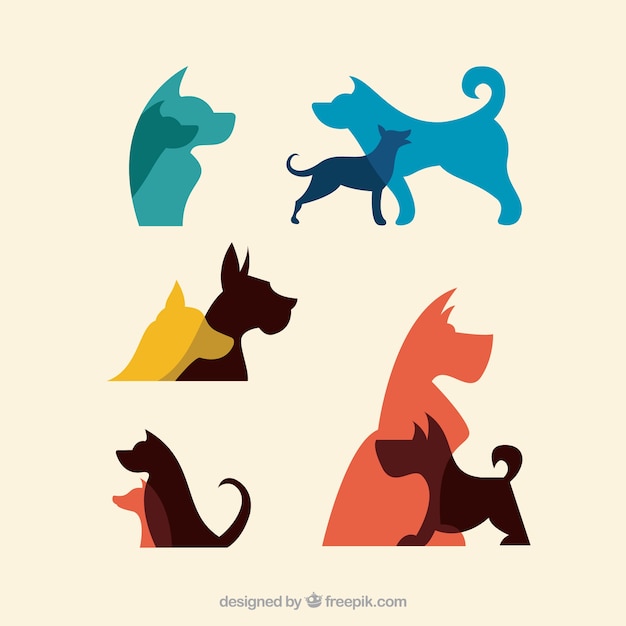 Colored silhouettes of dogs