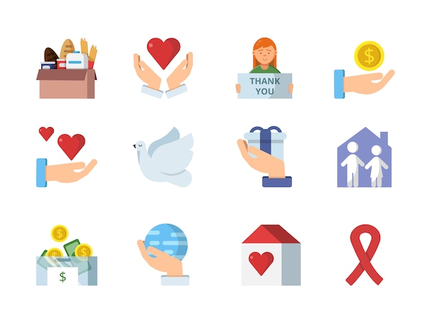 Colored vector symbols of charities