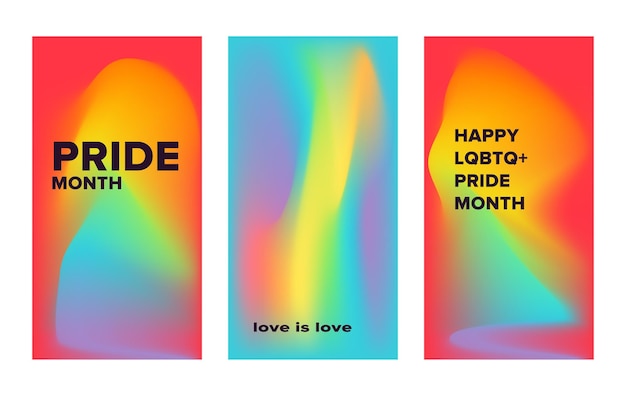 Vector colorful abstract rainbow fluid banners liquid dynamic gradient waves lgbtq pride month concept