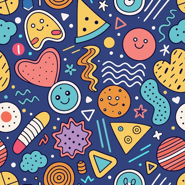 Vector colorful abstract shapes patterns seamless background