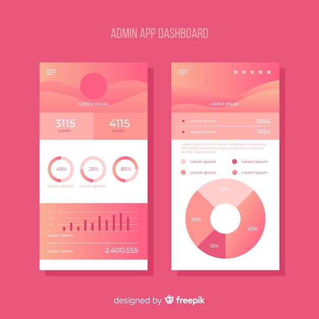 Colorful app dashboard with flat design