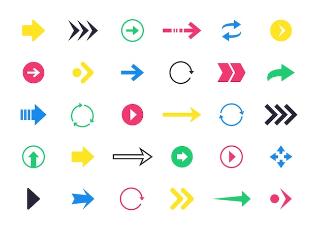 Colorful arrow icons Interface navigation previous and next pictograms web and application up down left right direction symbol pack Vector set