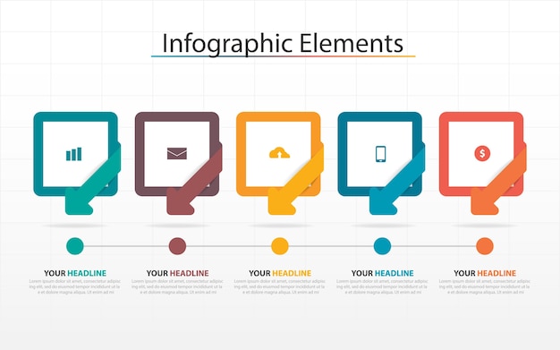 カラフルな矢印Infographics要素テンプレート