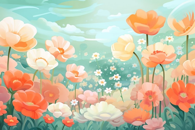 Vector colorful background of flowers in bloom