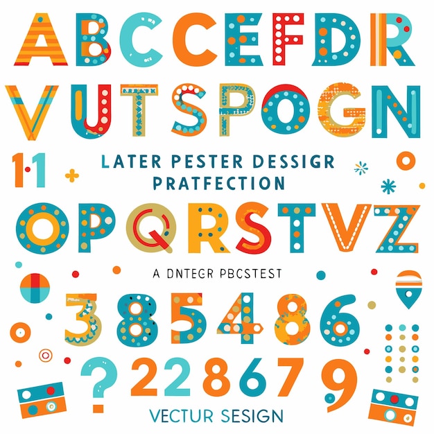 Vector colorful background of letters and numbers