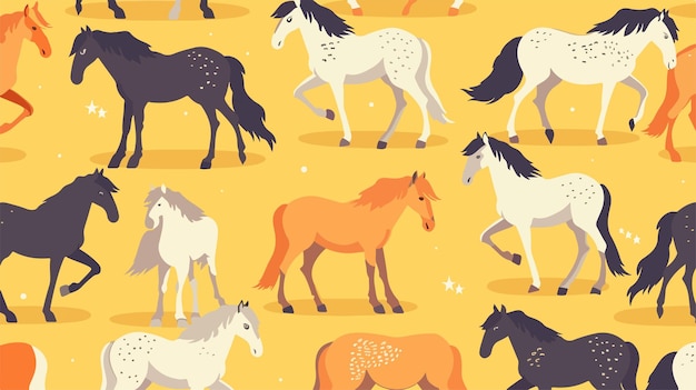 Vector a colorful background with horses and a star in the background