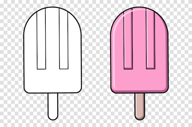 Colorful and black and white ice cream for coloring book Vector Ice cream for coloring book for adult and kids