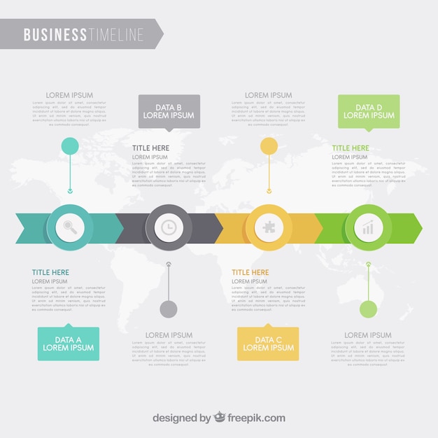 Vector colorful business timeline with flat design