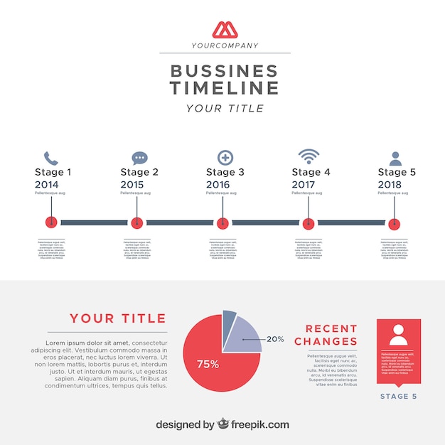 Vector colorful business timeline with flat design