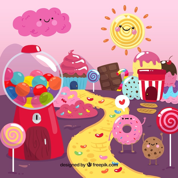 Vector colorful candy land background 