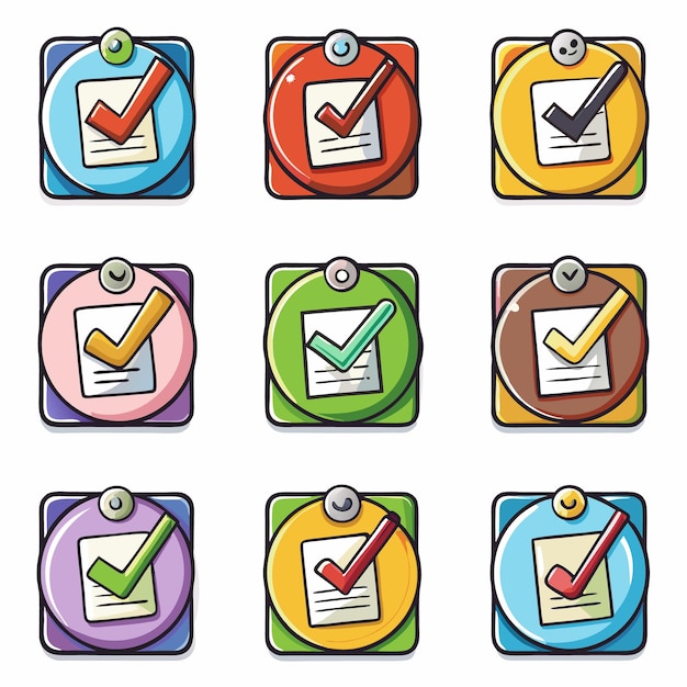 Colorful Check Mark Icons for Approval and Confirmation