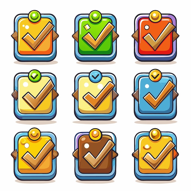 Colorful Check Mark Icons for Approval and Confirmation