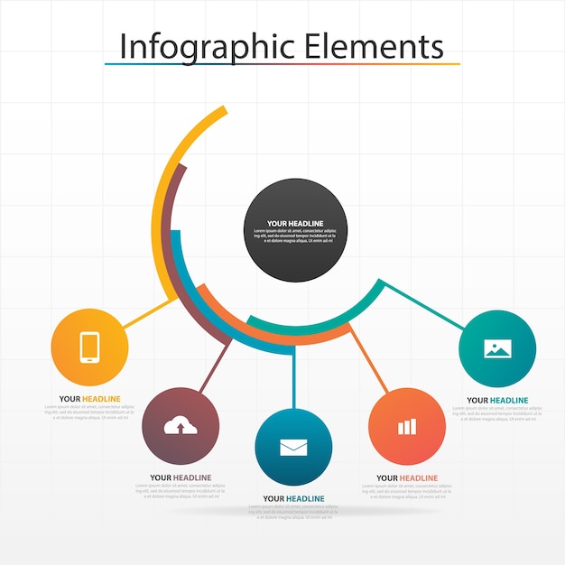 カラフルなサークルInfographics要素テンプレート