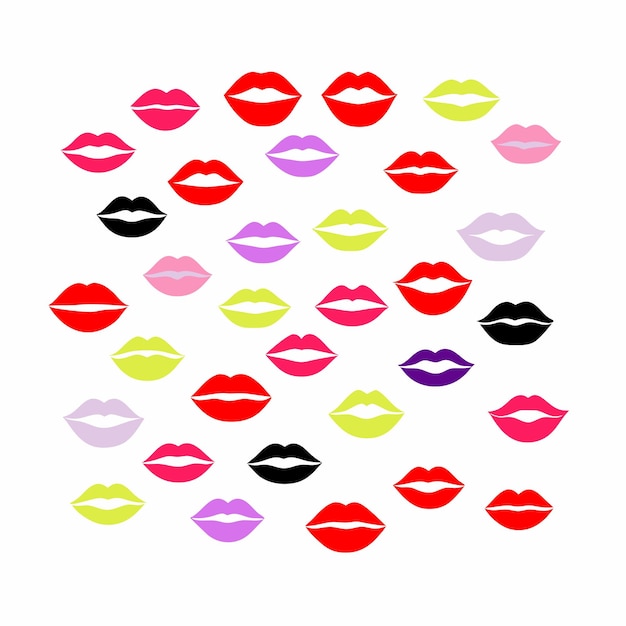 Vector a colorful collection of lips and lips with a white background