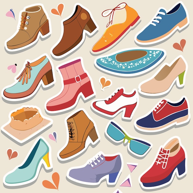 Vector colorful collection of shoes trendy footwear designs for every style