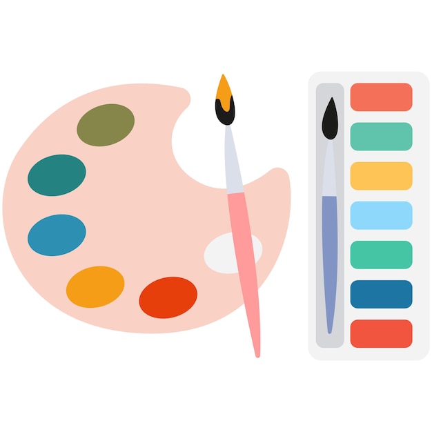 Vector colorful color palette with painting brush