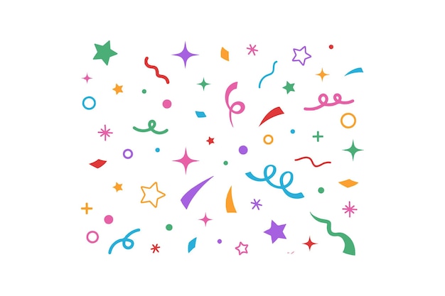 Vector colorful confetti and streamers pattern vector icon