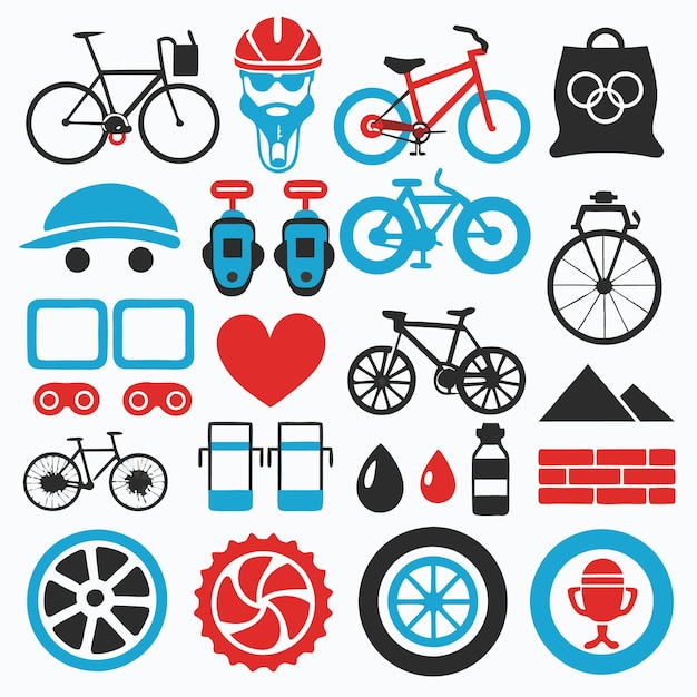 Vector colorful cycling icons