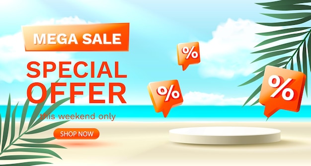 Colorful discount sale podium Special offer composition Vector