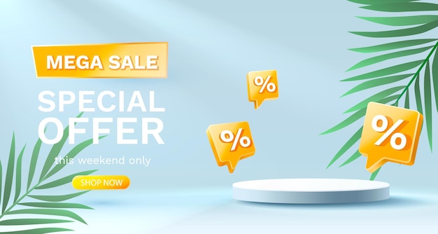 Colorful discount sale podium Special offer composition Vector