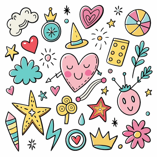 Vector colorful doodle art a vibrant collection of fun and playful drawings