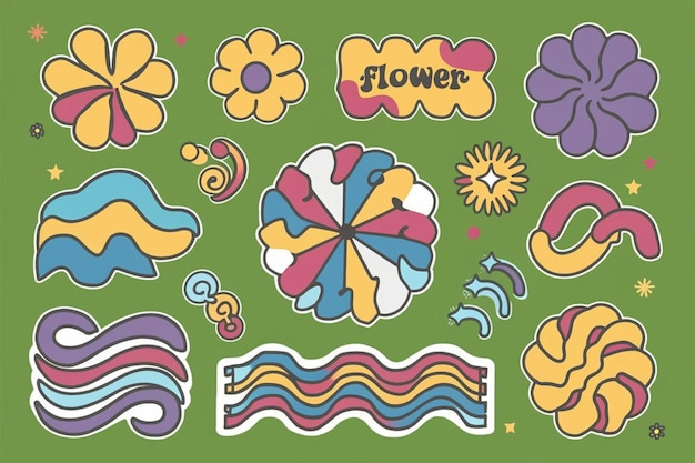 Vector a colorful drawing of a flower with the word flower on it