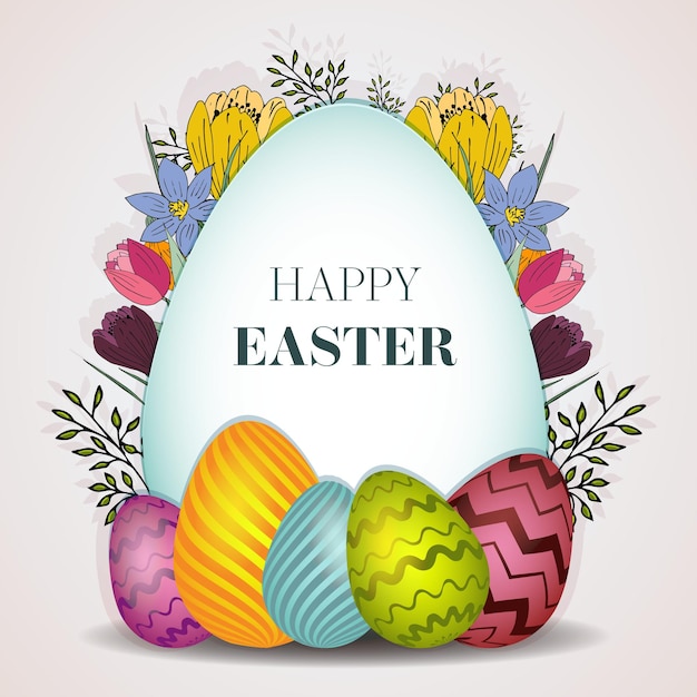 Colorful Easter eggs Vector illustration Flowers