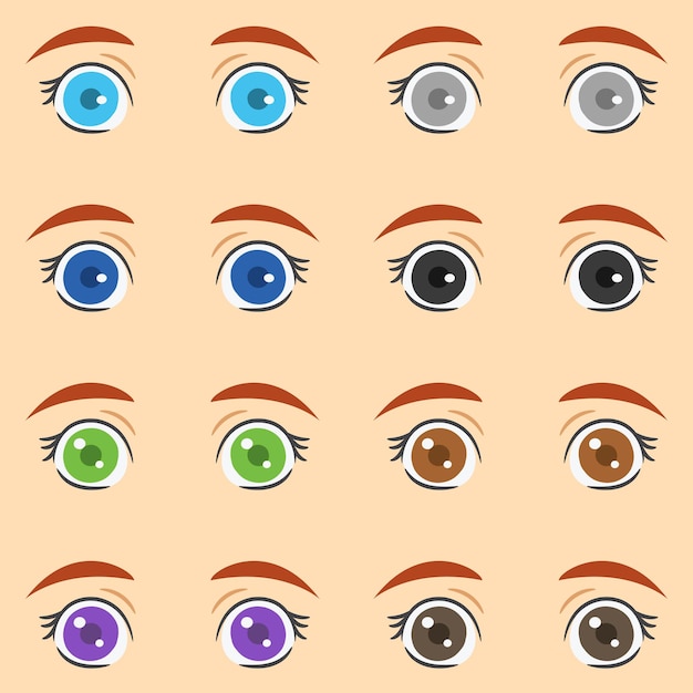 Colorful female eyes   set