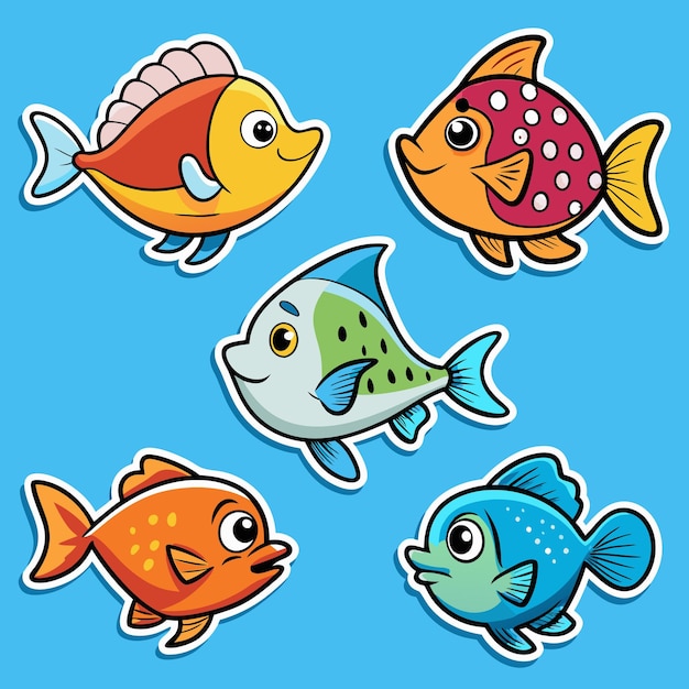 Vector colorful fish stickers