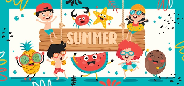 Vector colorful flat summer banner