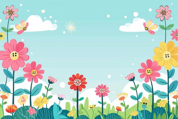 Vector colorful floral frame background vector cute presentation