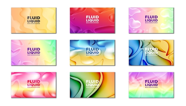 Vector colorful fluid 3d shapes abstract liquid gradient background wavy background in colorful design