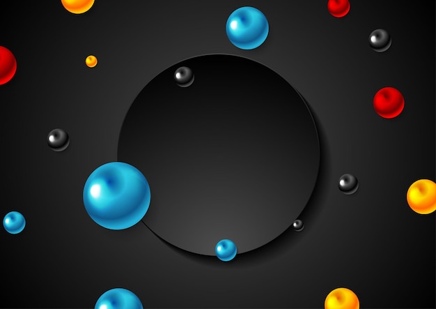 Vector colorful glossy beads and black blank circle