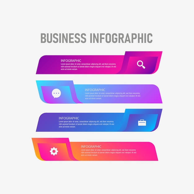 Vector colorful gradient infographic steps flat design