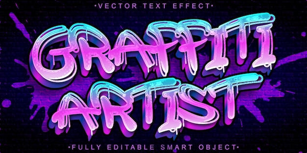 Vector colorful graffiti artist vector fully editable smart object text effect